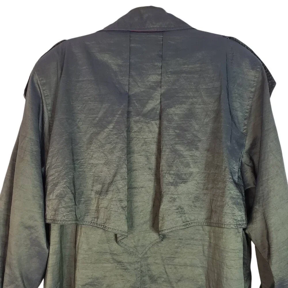 Neiman Marcus Double Breasted Belted Water Resistant Trench Coat Olive Green 14‎